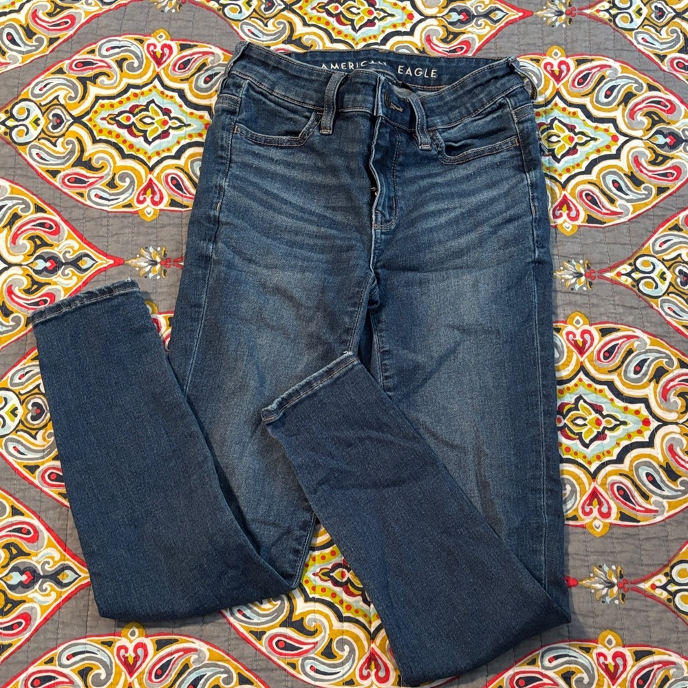 American Eagle Outfitters Women's Dark Blue Skinny Jeans